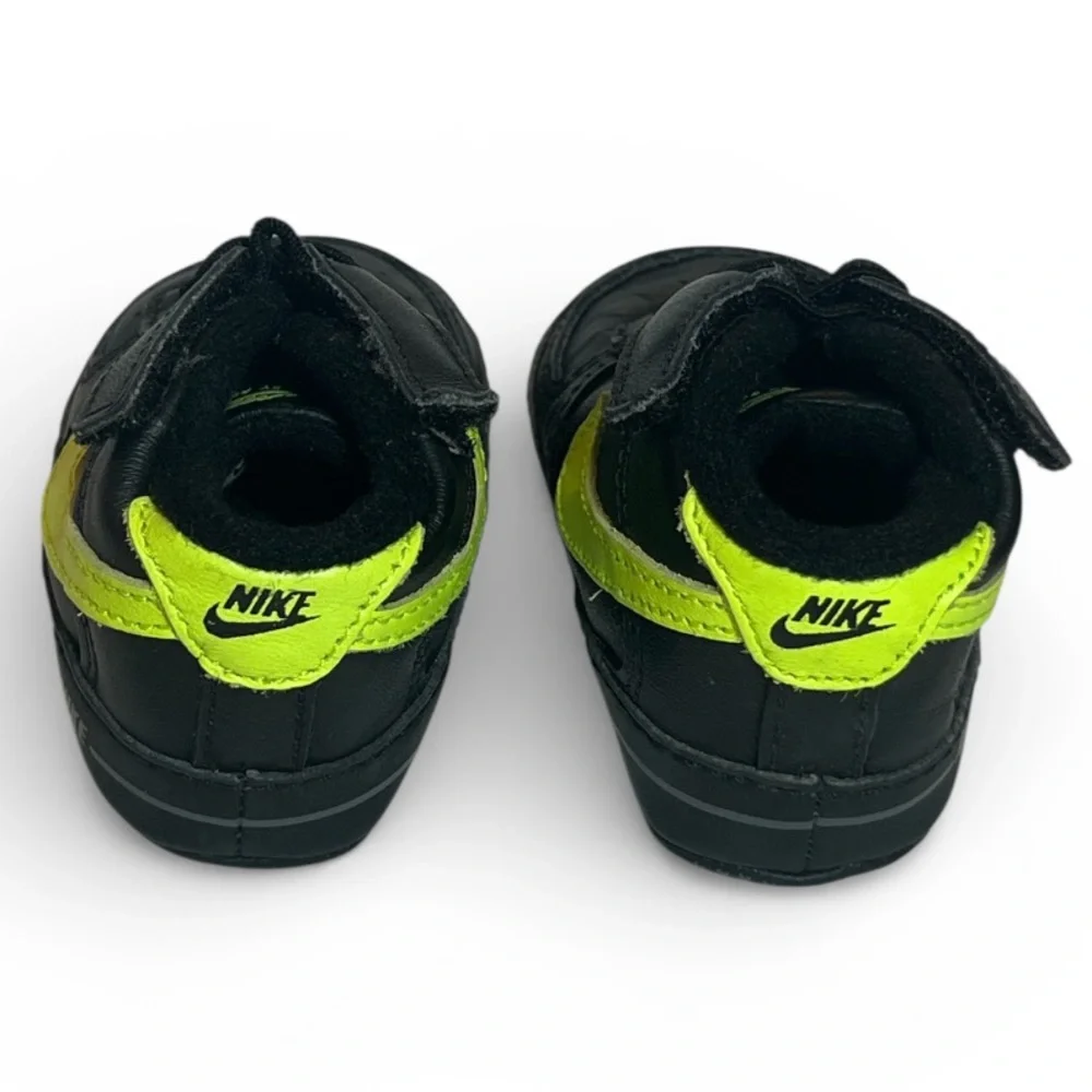 Nike Baby/Walker Black Sneakers with Neon Yellow Swoosh